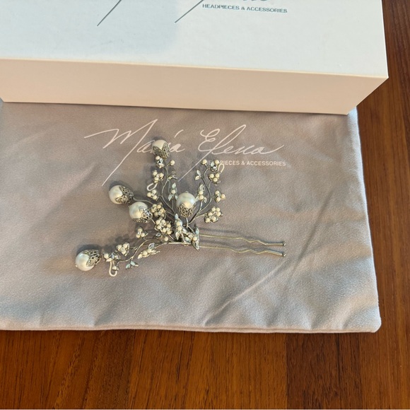Maria Elena Pearl Bridal Headpiece Pin main image 6